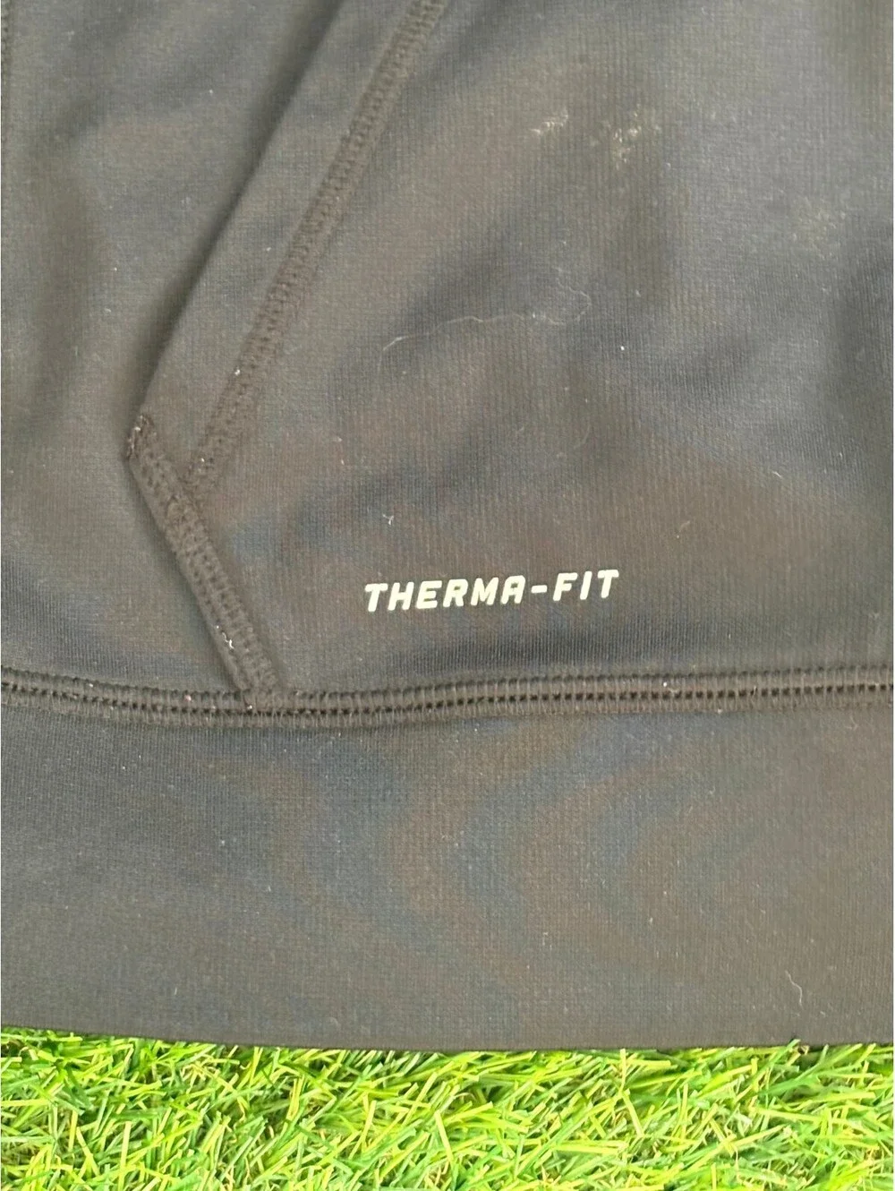 Vintage Nike Therma-Fit Black and Gray Hoodie, Men's L